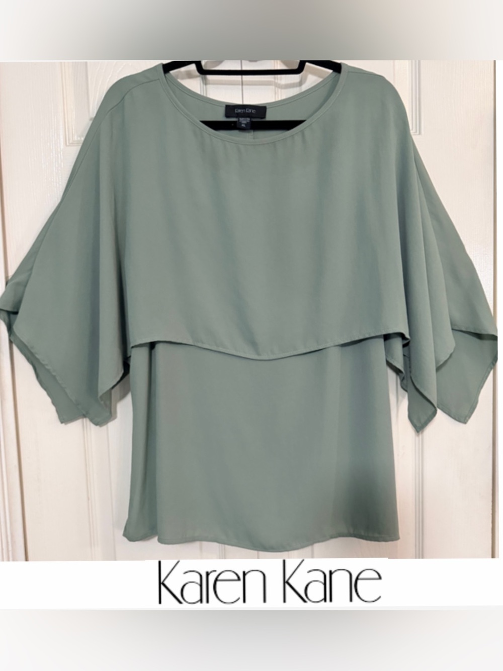 Karen Kane, Sleeveless Olive Green Cape Top